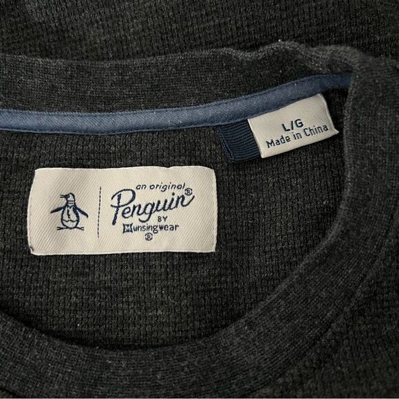 Original Penguin Sweater Mens Large Gray Long Sleeve Pullover Crew Cotton Blend - Picture 9 of 12